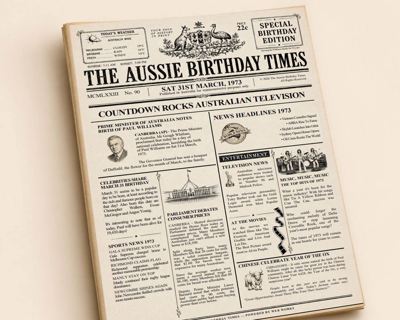 The Aussie Birthday Times Sample